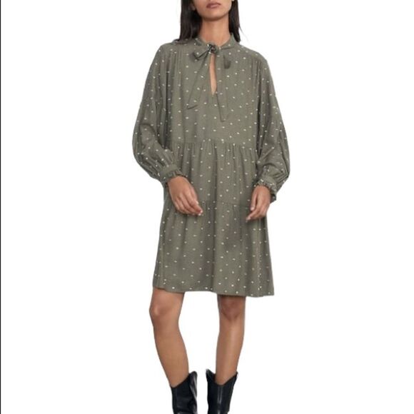 NWT | Zara Dotted Mini Mesh Dress with Tie | Size Small - Picture 3 of 6